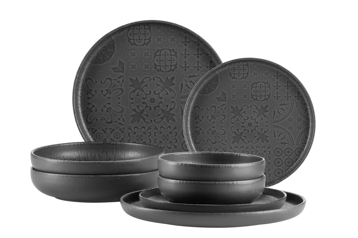 Kombiservice | 8-teilig | Serie Trad. Tiles | Schwarz Kombiservice | 8-teilig | Serie Trad. Tiles | Schwarz